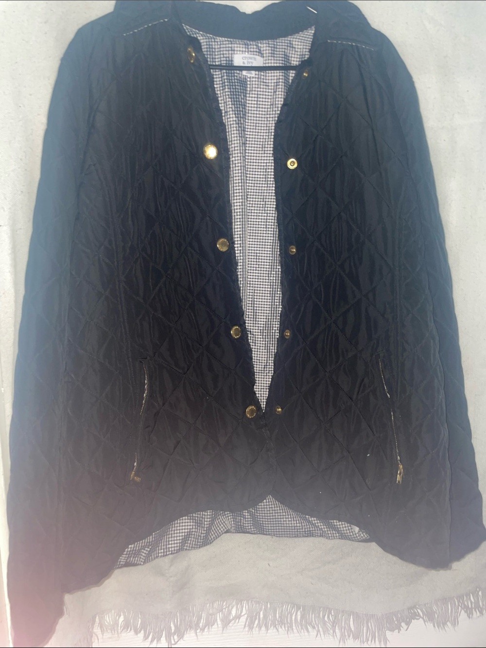 crown & ivy Quilted Navy Utility Jacket with Gold Hardware